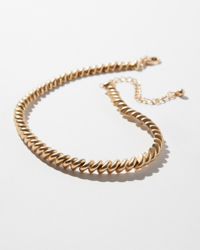 Chicos Gold Tone Twist Collar Necklace - Gold