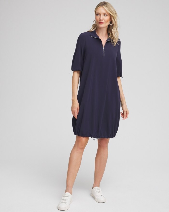 Chicos Zenergy UPF Neema Zip Bungee Dress - Classic Navy