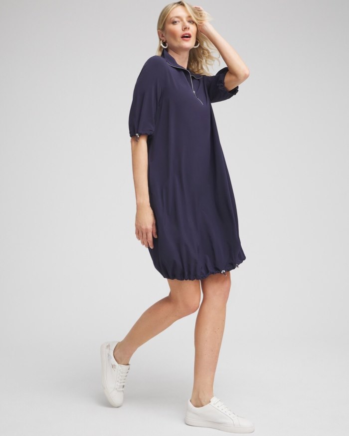 Chicos Zenergy UPF Neema Zip Bungee Dress - Classic Navy