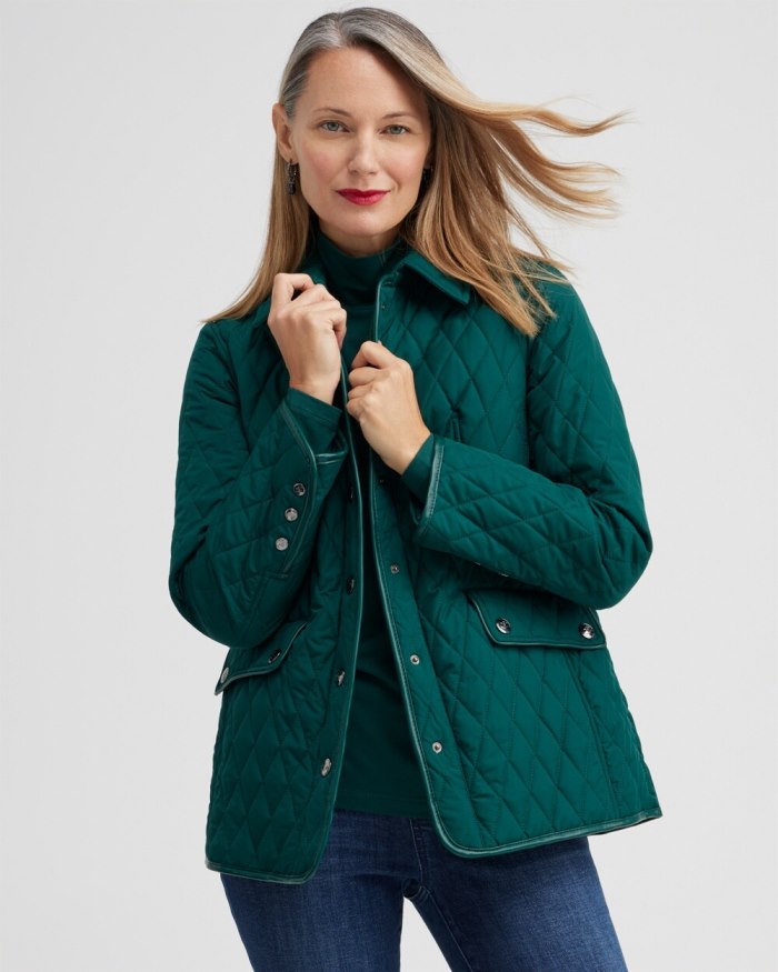 Chicos Quilted Mid-Length Jacket - Enchanted Forest