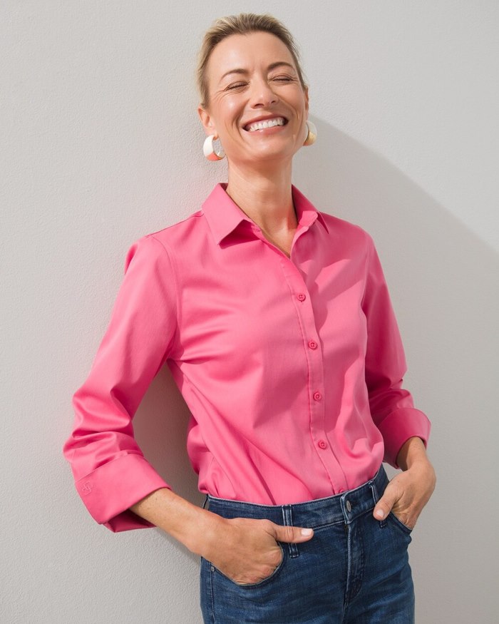 Chicos No Iron 3/4 Sleeve Stretch Shirt - French Rose