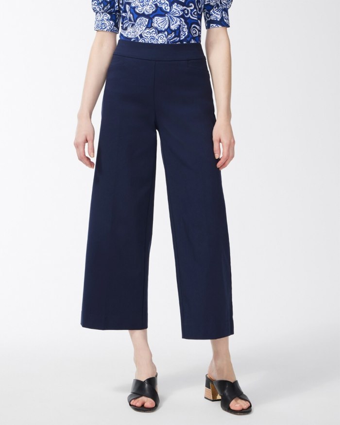 Chicos Brigitte Wide Leg Cropped Pants - Ink