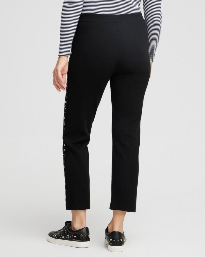 Chicos Zenergy Luxe Cashmere Blend Grommet Pants - Black