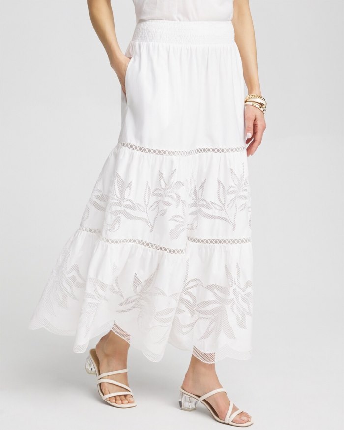 Chicos Poplin Pull-on Maxi Skirt - Alabaster