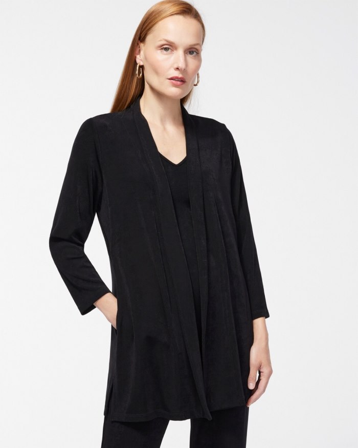 Chicos Travelers Classic Long Knit Jacket - Travelers Black