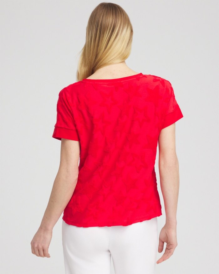 Chicos Zenergy Textured Star Top - MADEIRA RED