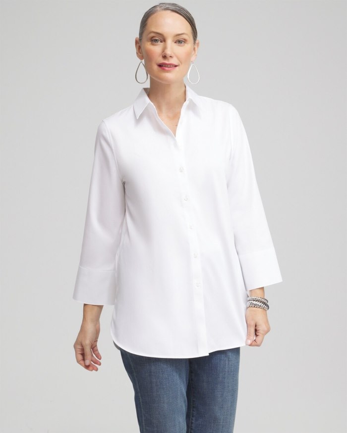 Chicos No Iron Stretch 3/4 Sleeve Tunic - Optic White