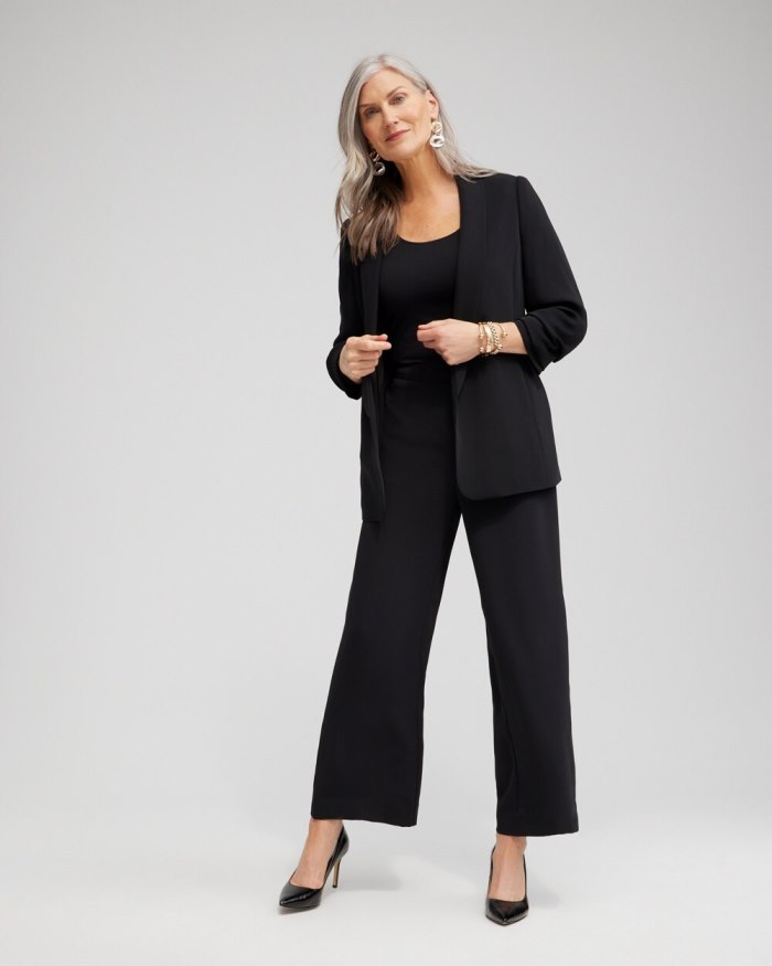 Chicos Black Wide Leg Soft Pants - Classic Navy