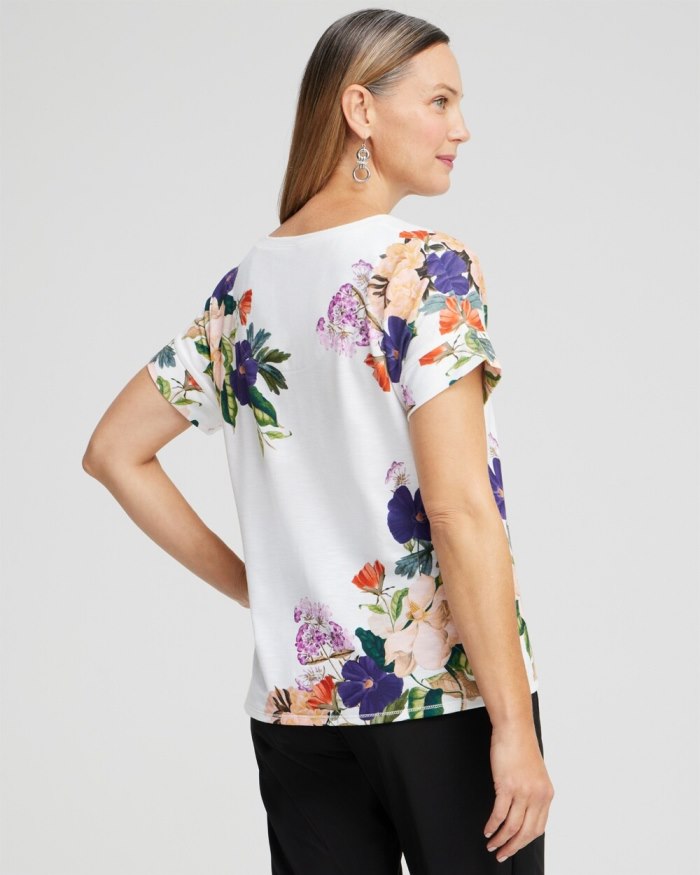 Chicos Zenergy Floral Tee - Dewberry