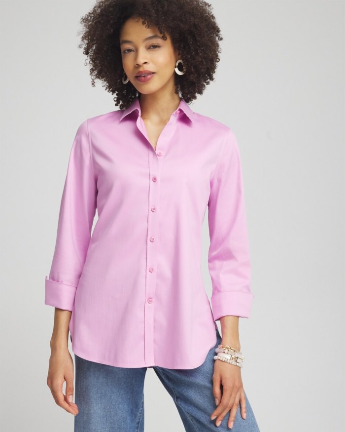 Chicos No Iron 3/4 Sleeve Stretch Shirt - Cane Orchid