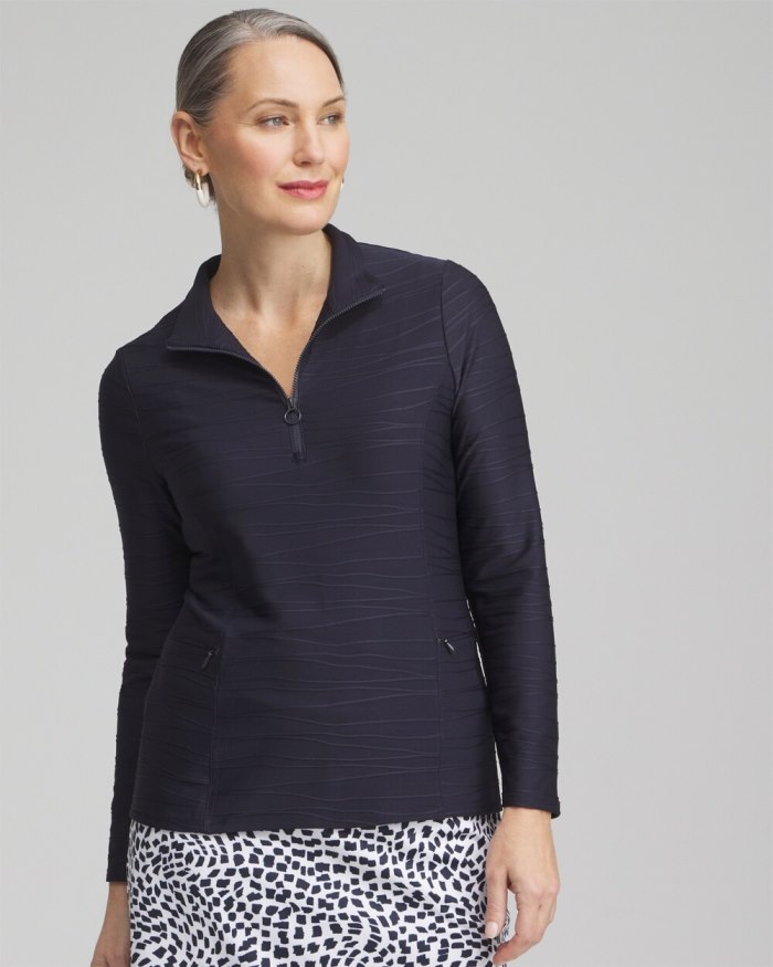 Chicos Zenergy UPF Knit Jacquard Pullover - Classic Navy