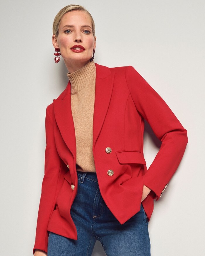 Chicos Ponte Blazer - Wild Poppy