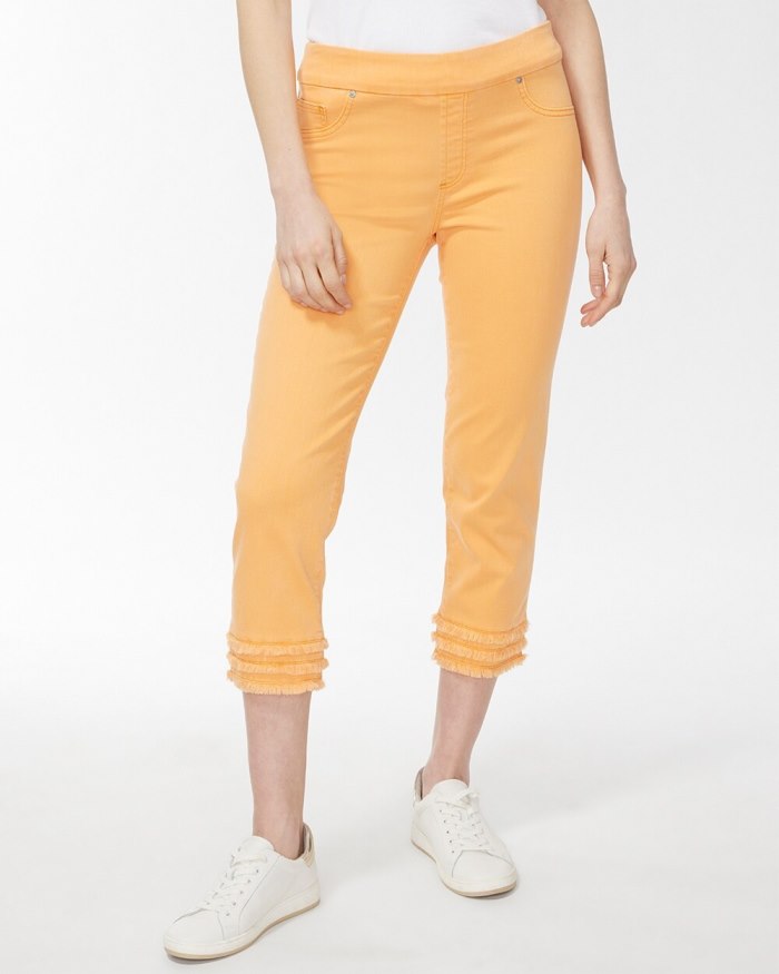 Chicos Fray Hem Pull-On Crops - Mango Ice