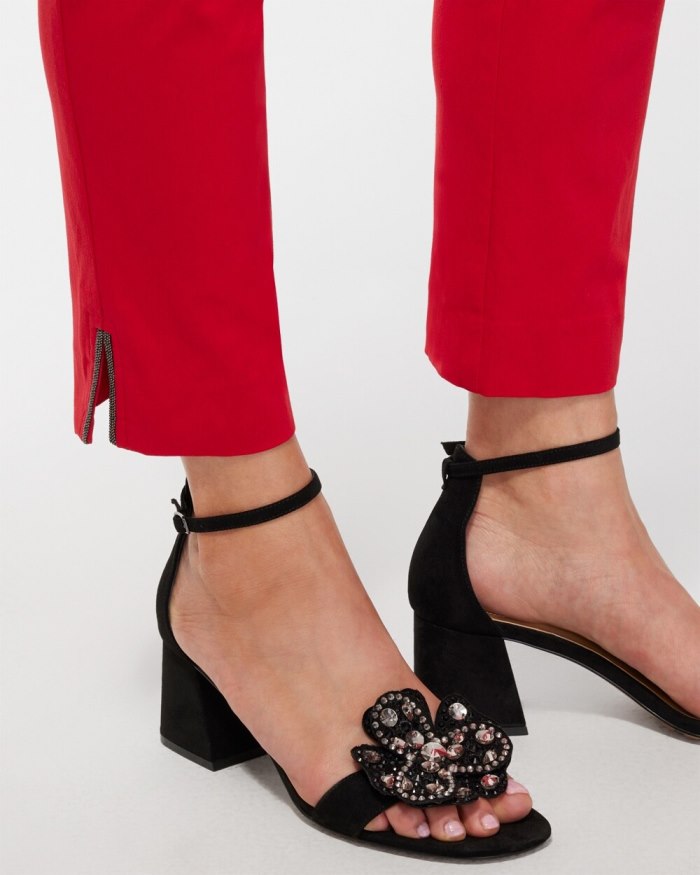 Chicos Brigitte Beaded Detail Ankle Pants - Wild Poppy