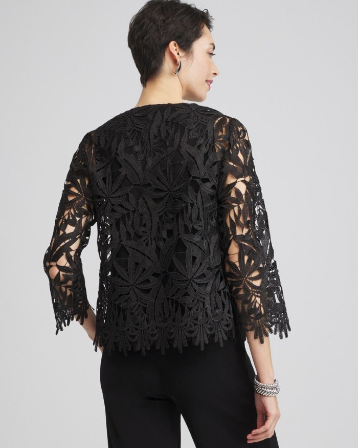 Chicos Travelers Collection Lace Jacket - Travelers Black