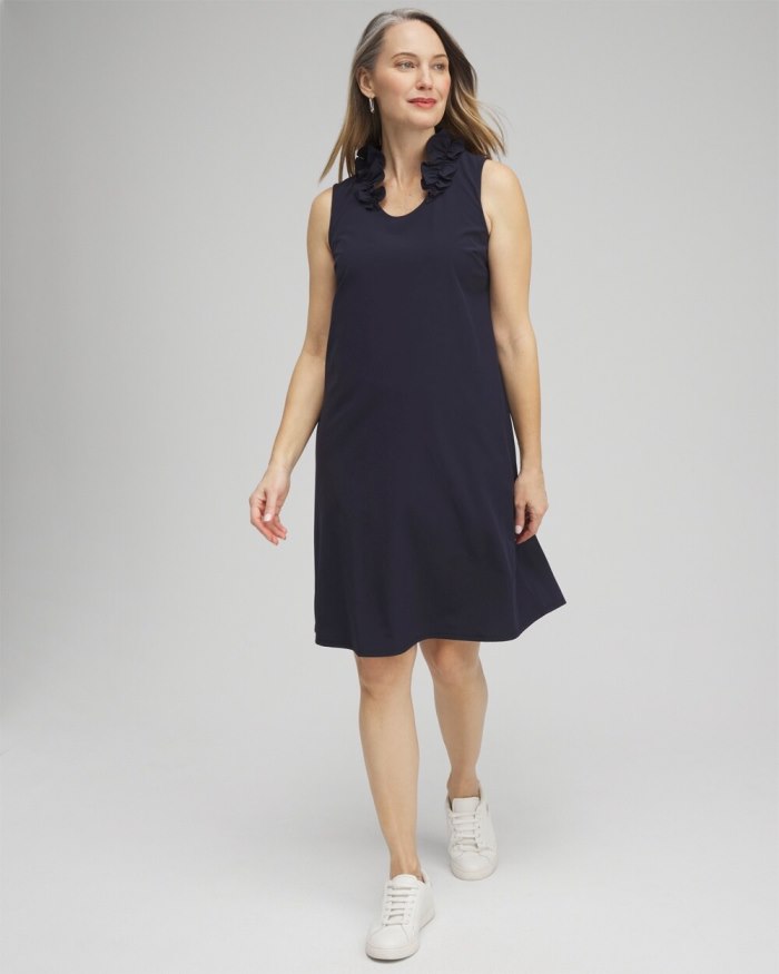 Chicos Zenergy Neema UPF Ruffle Dress - Classic Navy