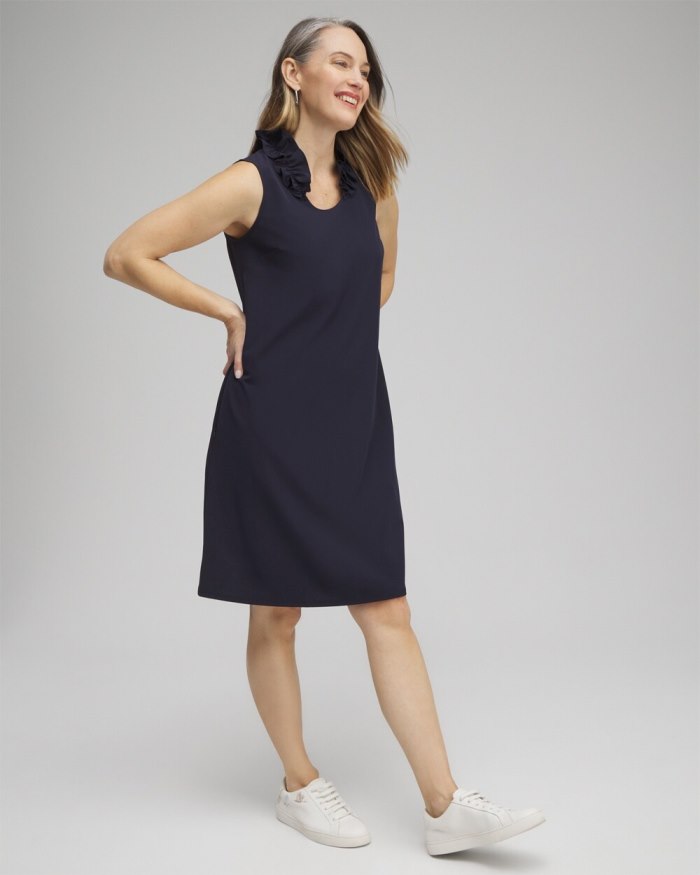 Chicos Zenergy Neema UPF Ruffle Dress - Classic Navy