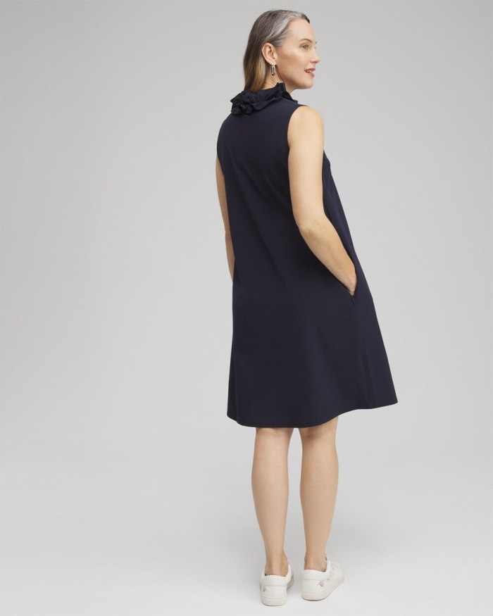 Chicos Zenergy Neema UPF Ruffle Dress - Classic Navy