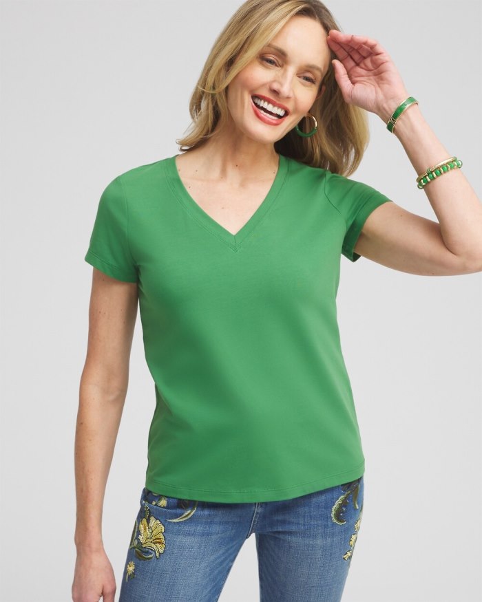 Chicos V-neck Perfect Tee - Verdant Green