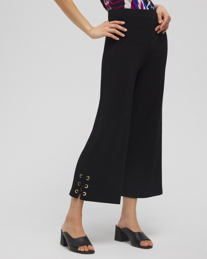 Chicos Travelers Lace Up Cropped Pants - Travelers Black