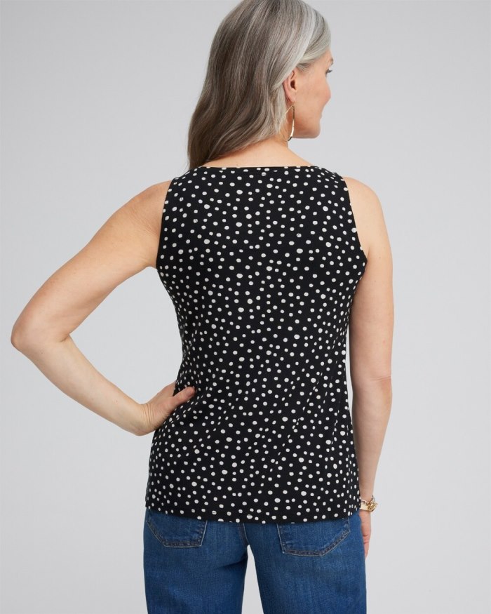 Chicos Touch of Cool Polka Dot Polished Tank - Black