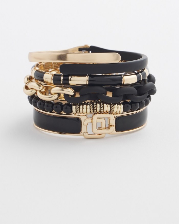 Chicos Black Jade Hero Stretch Bracelet - Black