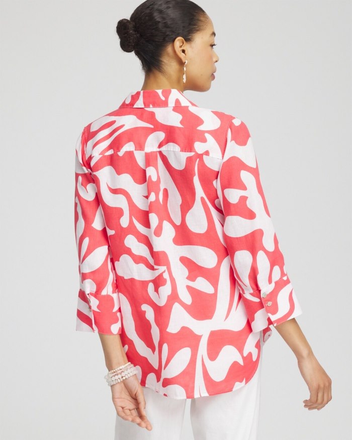 Chicos No Iron Reef 3/4 Sleeve Shirt - Watermelon Punch