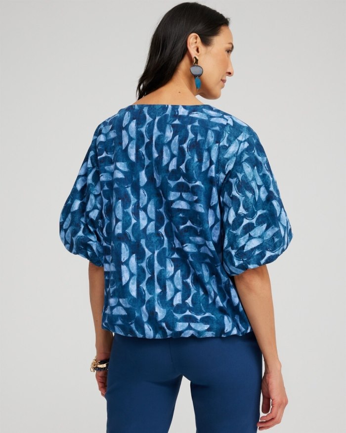 Chicos Half Moon Bubble Hem Top - Blue Veil