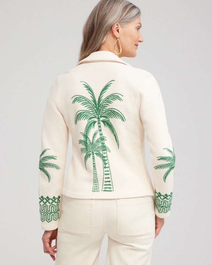 Chicos Embroidered Palms Moto Jacket - Twisted Ivy