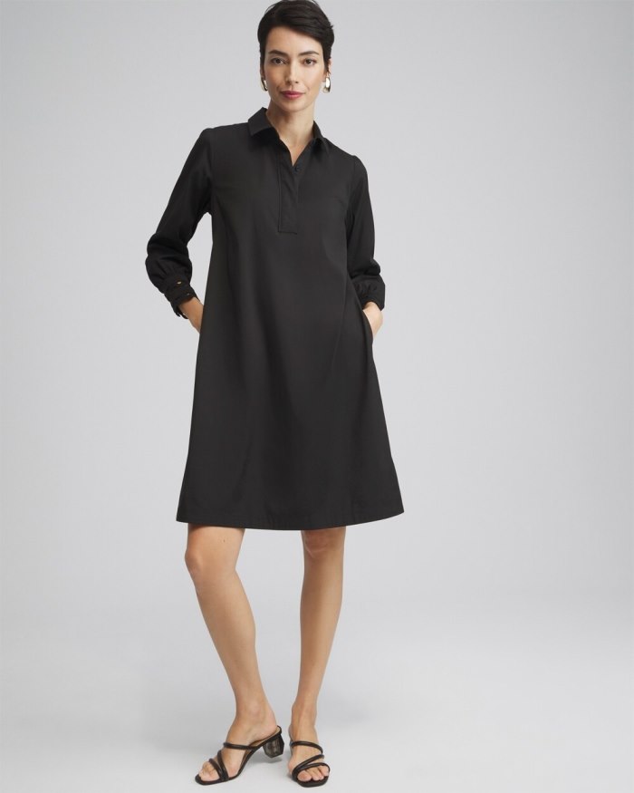 Chicos Poplin Ric Rac Shirt Dress - Black