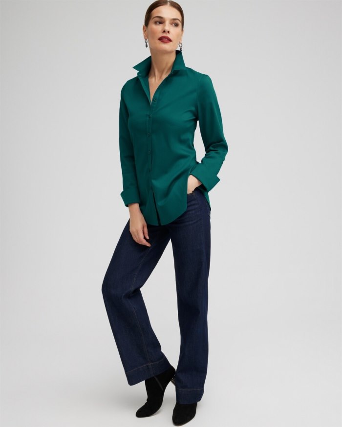 Chicos No Iron Stretch Shirt - Dewberry