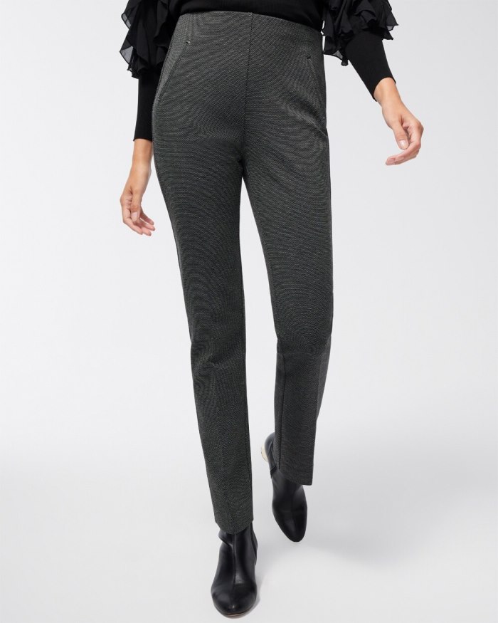 Chicos Juliet Ponte Jacquard Pants - Black/White