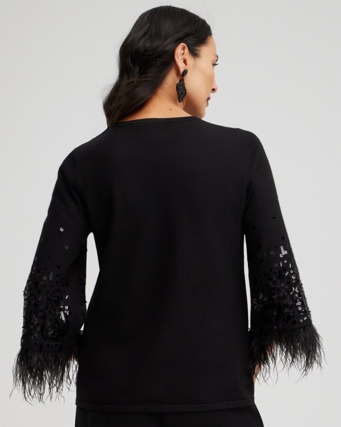 Chicos ECOVERO Embellished Pullover Sweater - Black