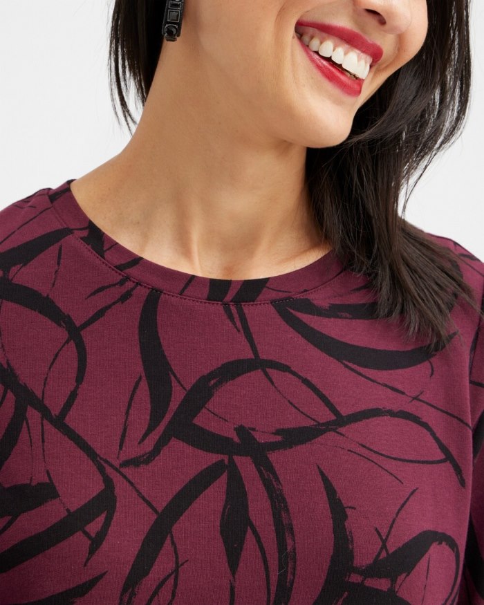 Chicos Zenergy Ribbon Print Sweatshirt - Deep Merlot