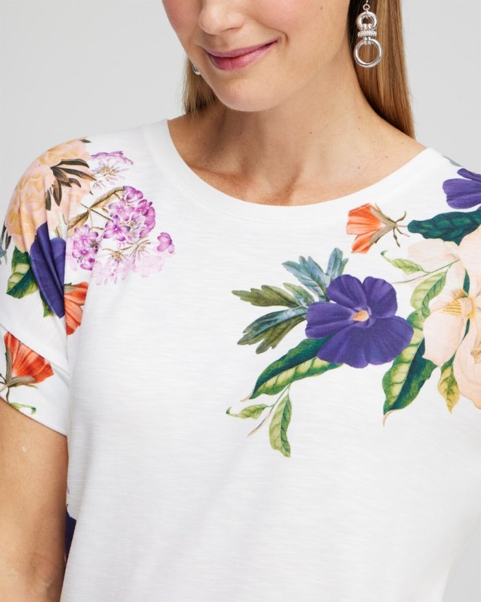 Chicos Zenergy Floral Tee - Dewberry