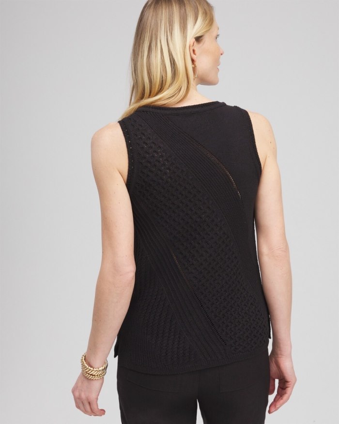 Chicos Textured Knit Tank - Black