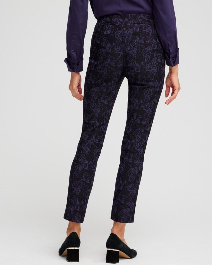 Chicos Brigitte Floral Ankle Pants - Black And Purple