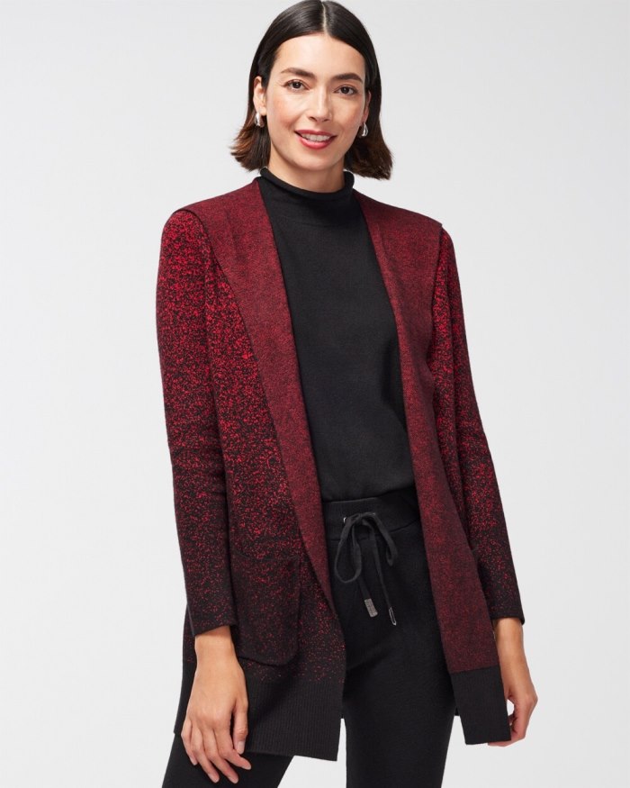 Chicos Zenergy Luxe Cashmere Blend Ombre Cardigan - Wild Poppy