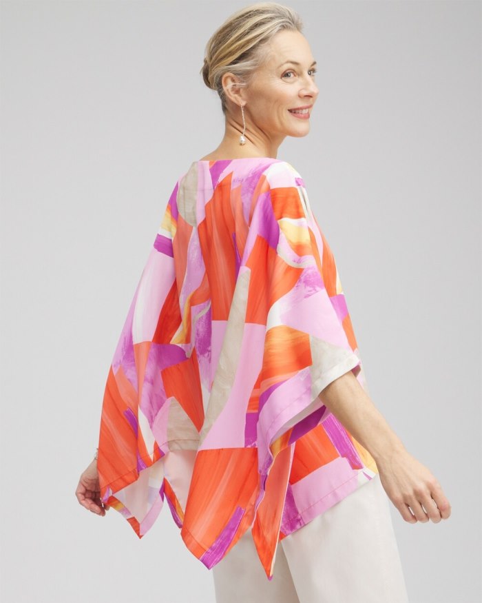 Chicos Abstract Print Poncho - Nectarine