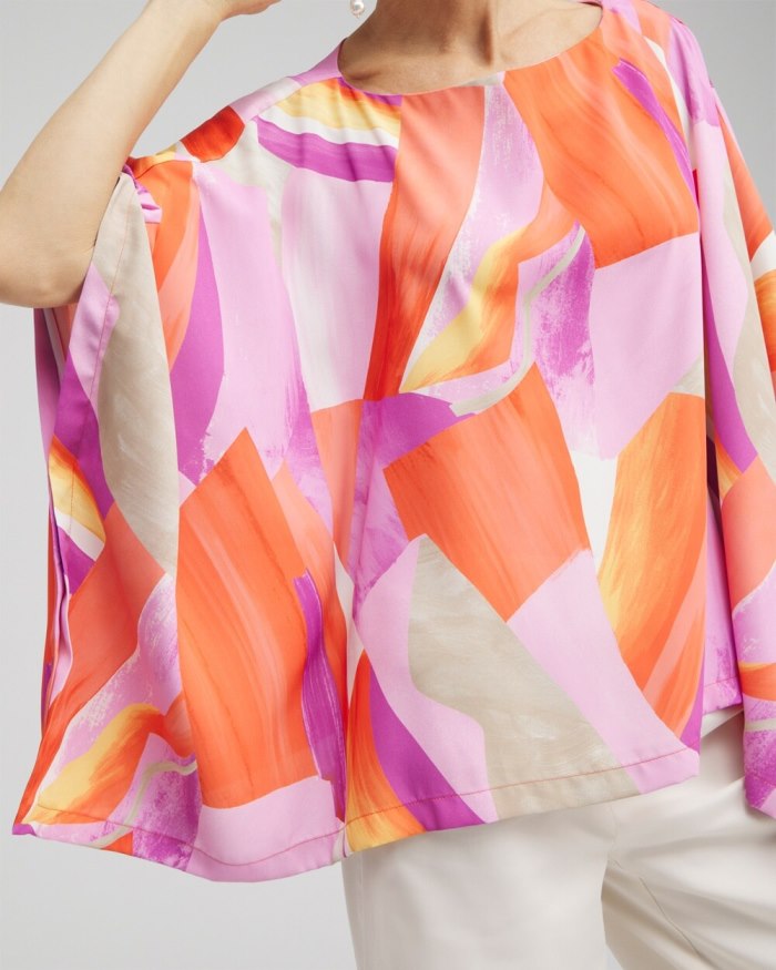 Chicos Abstract Print Poncho - Nectarine