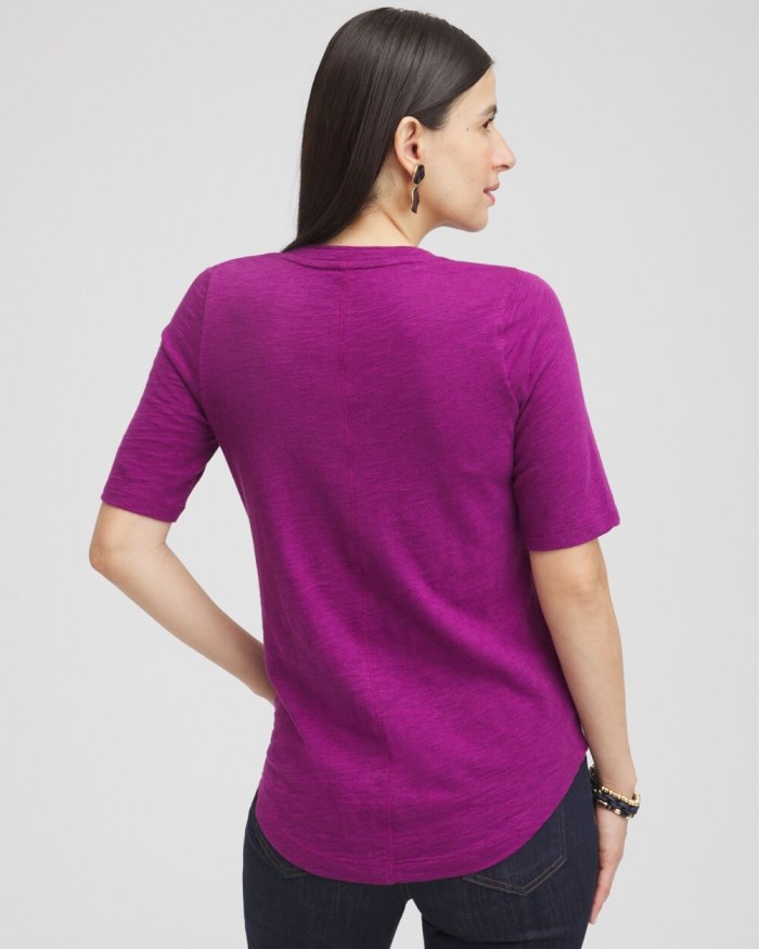 Chicos Elbow Sleeve A-line Tee - Fresh Plum