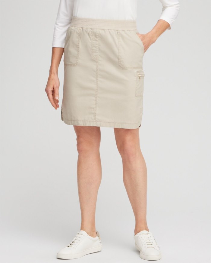 Chicos Poplin Ribbed Skort - Classic Khaki