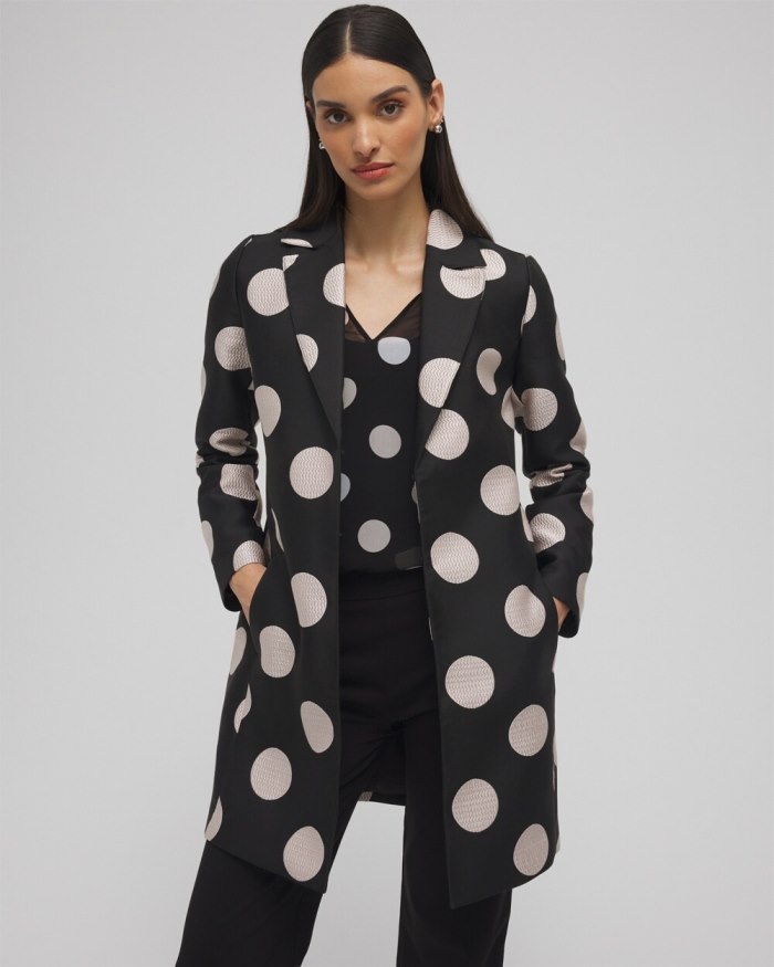 Chicos Polka Dot Jacquard Topper - Black