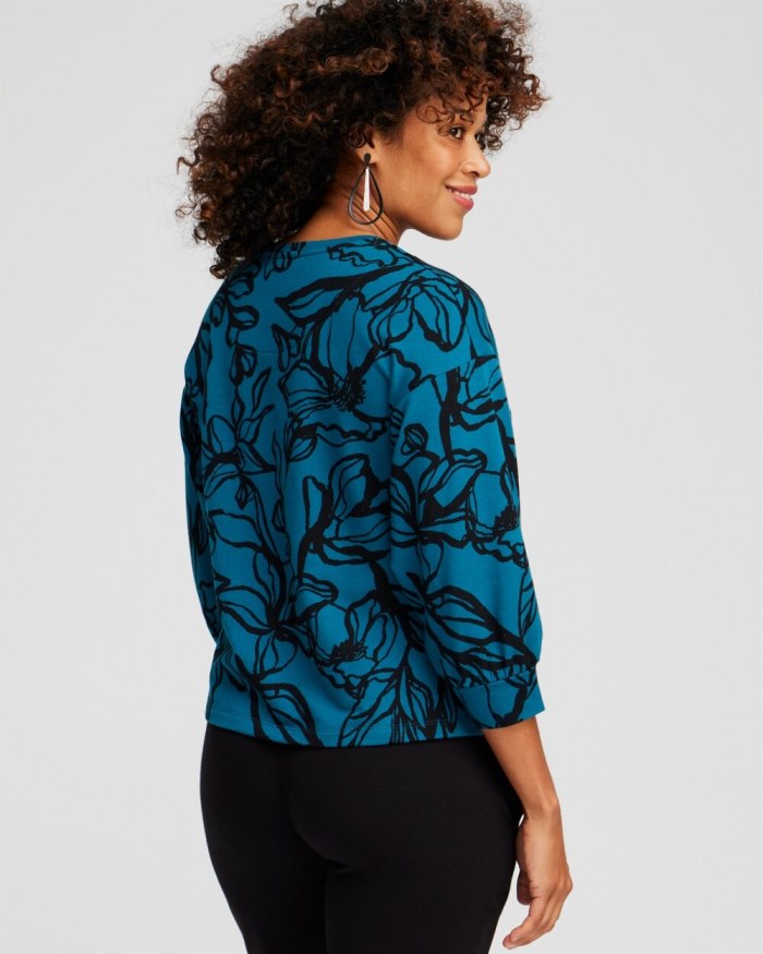 Chicos Zenergy French Terry Blouson Sweatshirt - Moonlit Teal