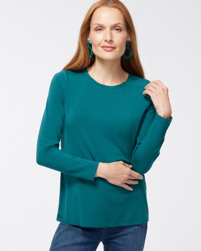 Chicos Touch of Cool Layering Tee - Peacock Teal