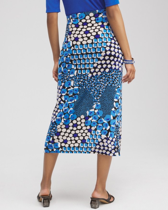 Chicos Travelers Mixed Dots Midi Skirt - Intense Azure