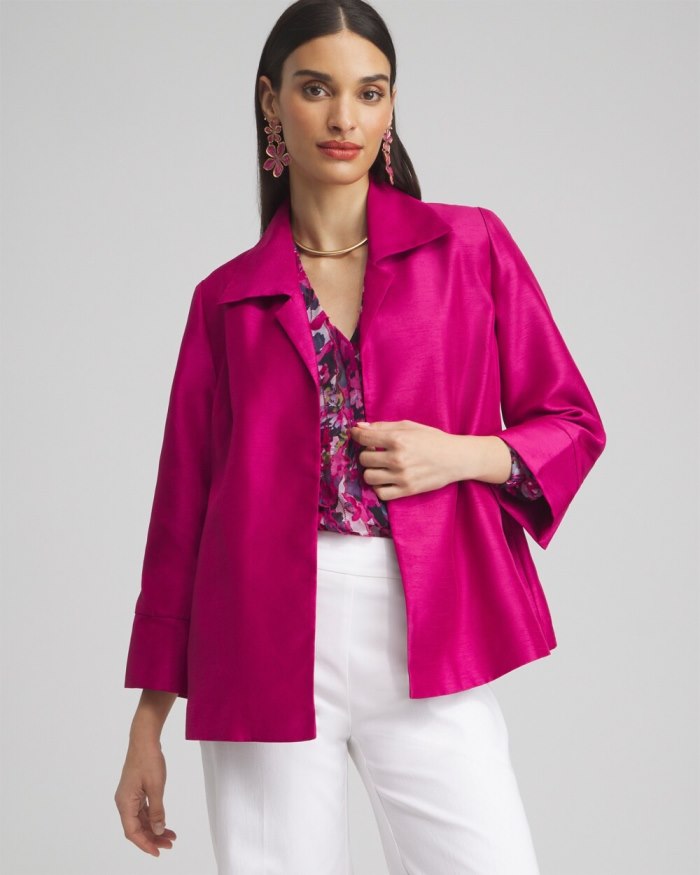 Chicos Shantung Topper - Magenta Rose