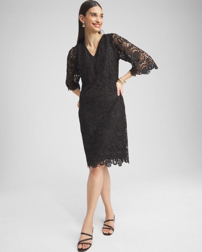 Chicos Lace Shift Dress - Black