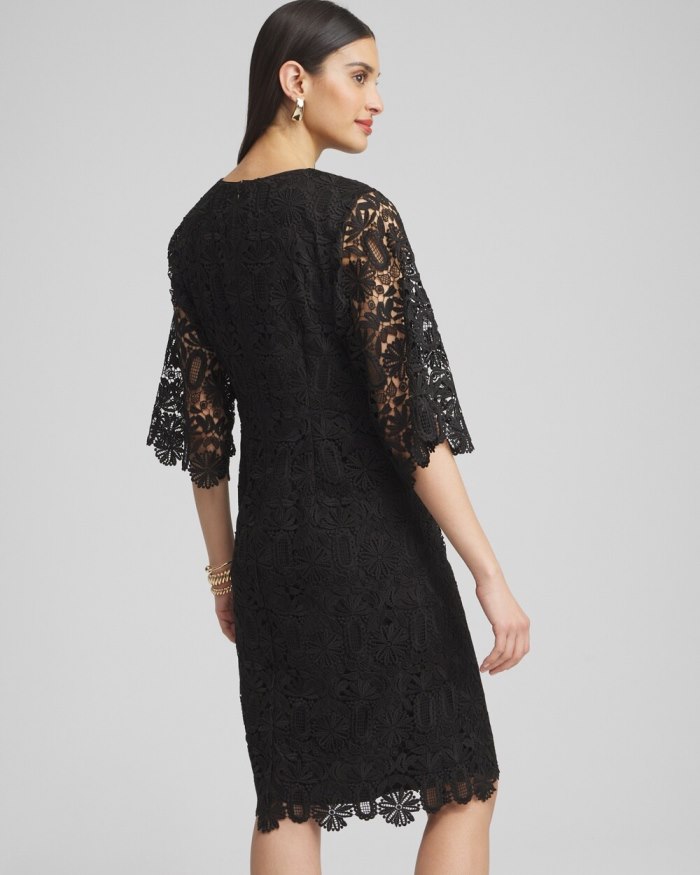 Chicos Lace Shift Dress - Black