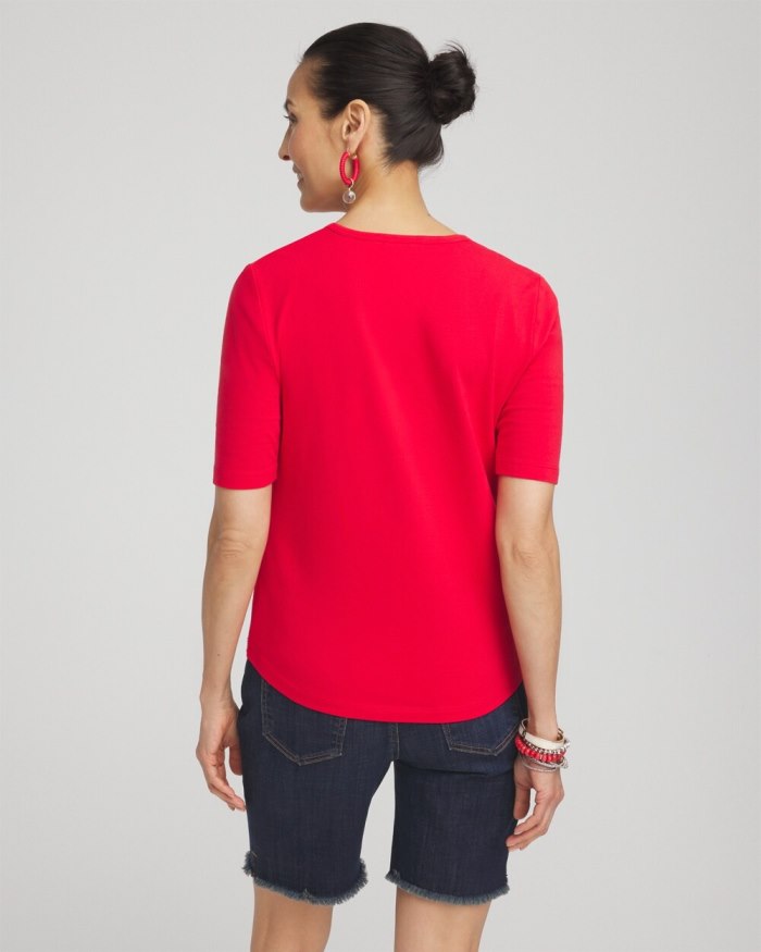 Chicos Embellished Flag Tee - MADEIRA RED